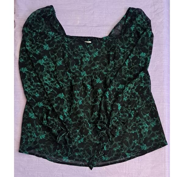 Ingrid+Isabel Maternity Green Black Long Sleeve Whimsical Woven Shirt Small - Picture 4 of 8